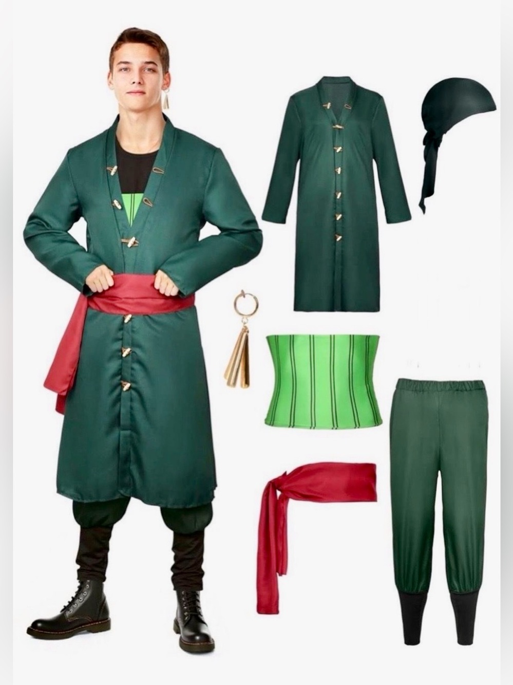 Roronga Adult Dark Green Costume with Accessories Anime Character Cosplay
Hallow